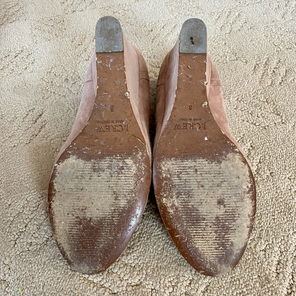 Size 8 beige J Crew peep toe wedges, 2 inch heel, suede - Picture 4 of 4